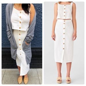 DL1961 high St button front white eyelet midi skirt
